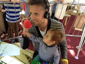 Richard Bacon gets help presenting his show from his son Arthur.