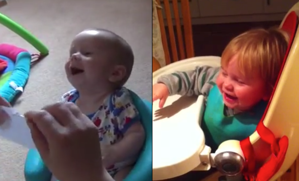 Baby Dominic laughing at 3 months and 20 months
